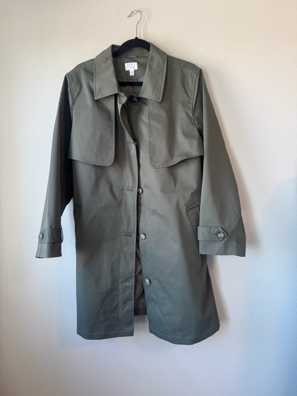 Time and Tru Olive Green Trench Coat